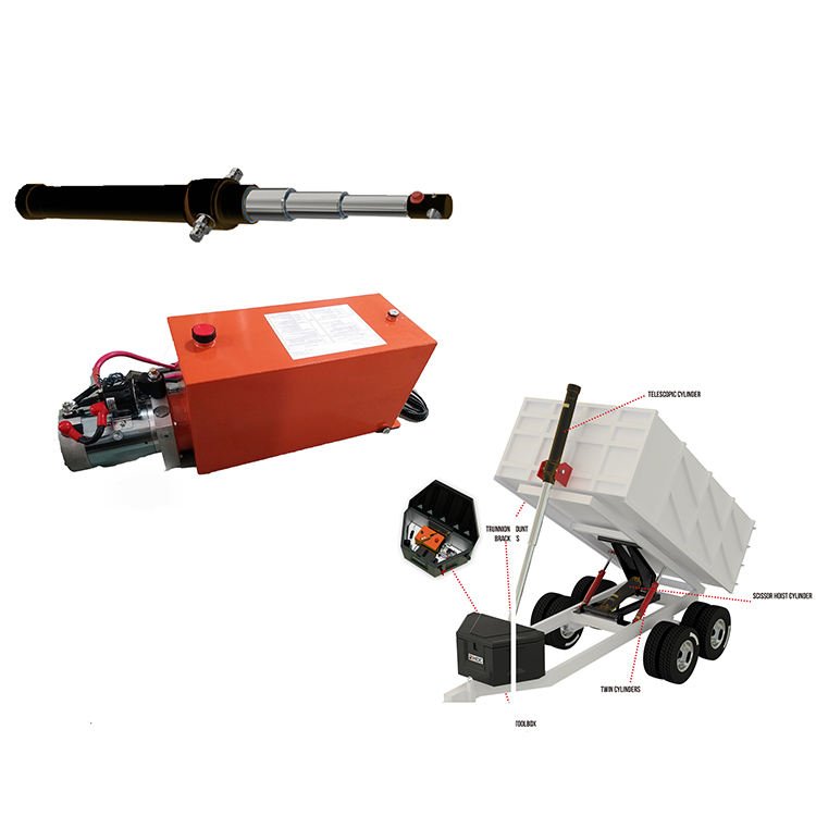 Customised 16Mpa 2-10ton 12V/24v Double Acting Steel Hydraulic Cylinder for Lift Jack Tipper Trailer Retail Construction Use 1