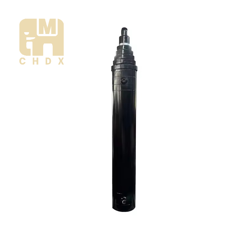 Automotive Garage Lift 3 Stages Reinforced Long Stroke Loading Platform Tilt System Industrial Transport Hydraulic Cylinder